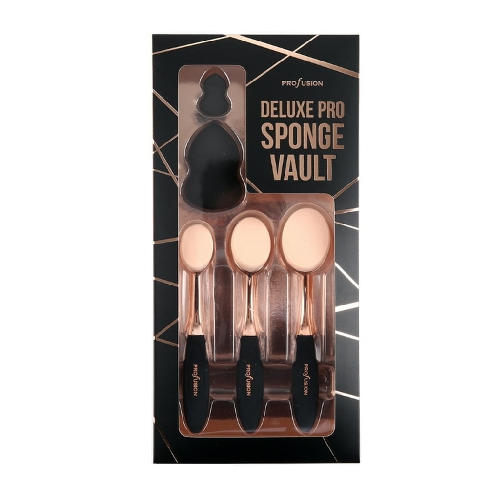 Profusion Cosmetics Deluxe Pro Sponge Vault 5 Pieces, Women's Makeup Sponge Set